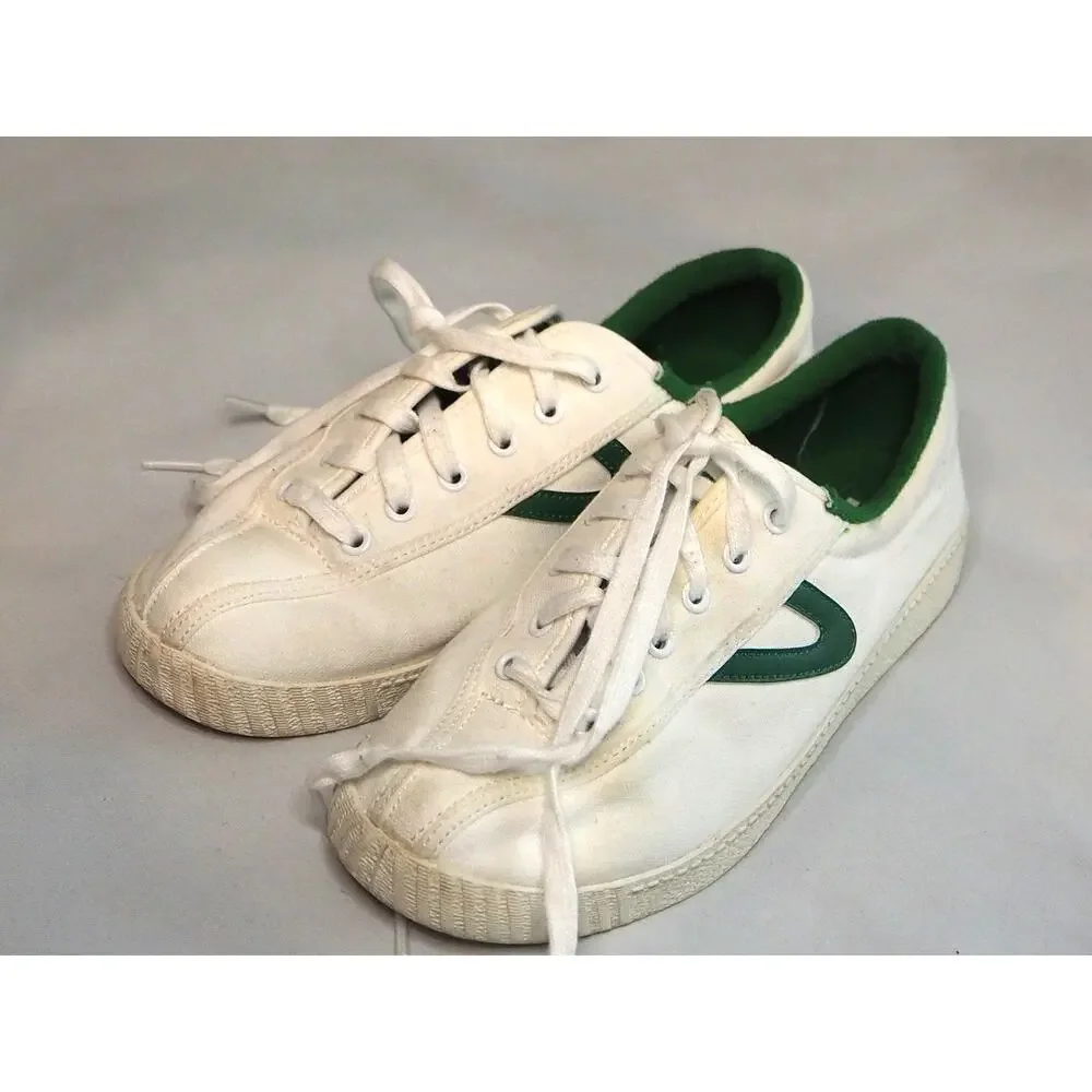 Tretorn Nylite Womens 8 White Green Canvas Low Top Tennis Shoes Sneakers Preppy